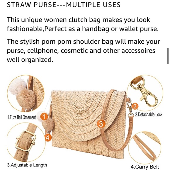 Straw Handwoven Crossbody Purse - Picture 8 of 9